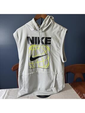 Nike Dri-FIT Sleeveless Hoodie Gray Neon Graphic Tank Men’s Medium